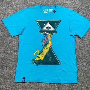 LRG Mens Graphic Tee Turquoise Blue Surrealist Cosmic‎ Print Shirt Size Medium